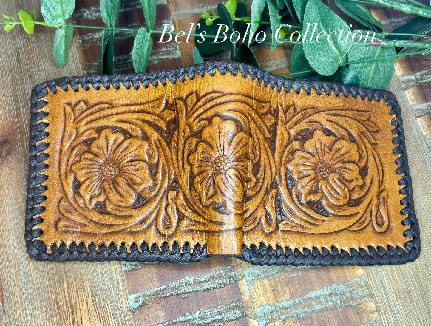Men’s Handcarved Floral Wallet
