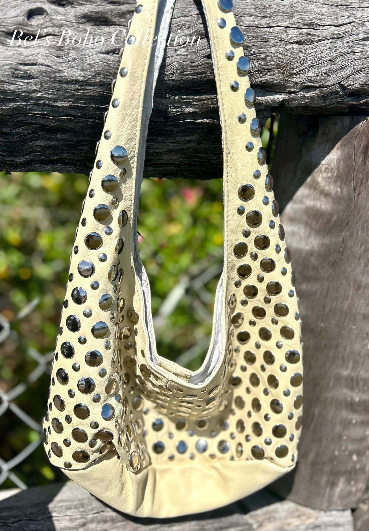 Leather Studded Slouch Bag