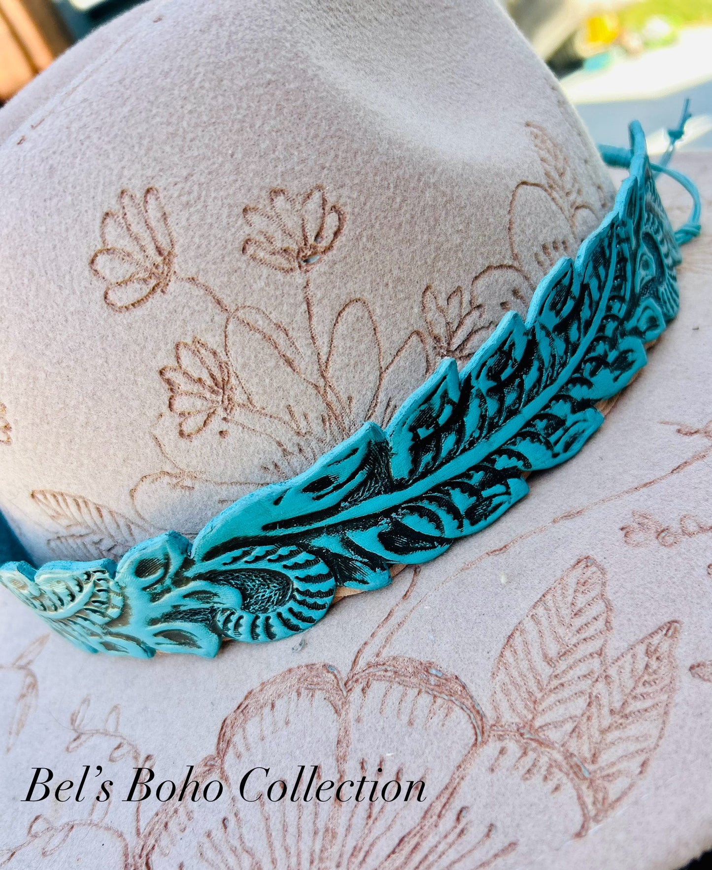 Hand-Carved Leather Hat Bands