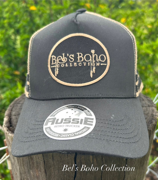 Khaki & Black Ponytail Trucker Cap