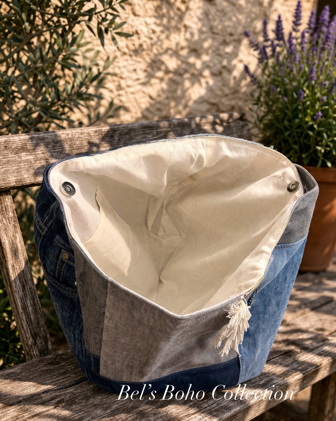 The Wine & Rhythm Denim Tote.
