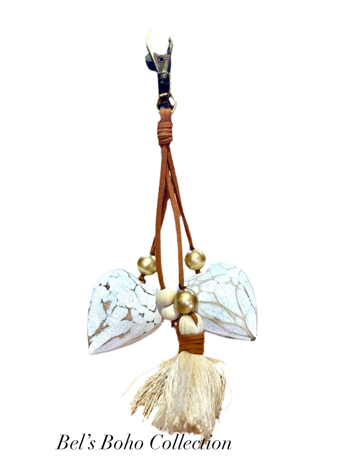 Handmade Wood & Tassel Boho Keyring