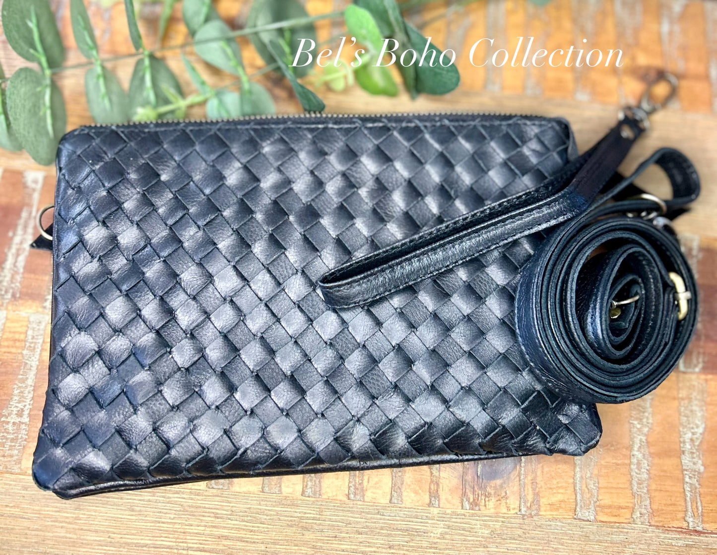 3 in 1 Woven Leather Clutch