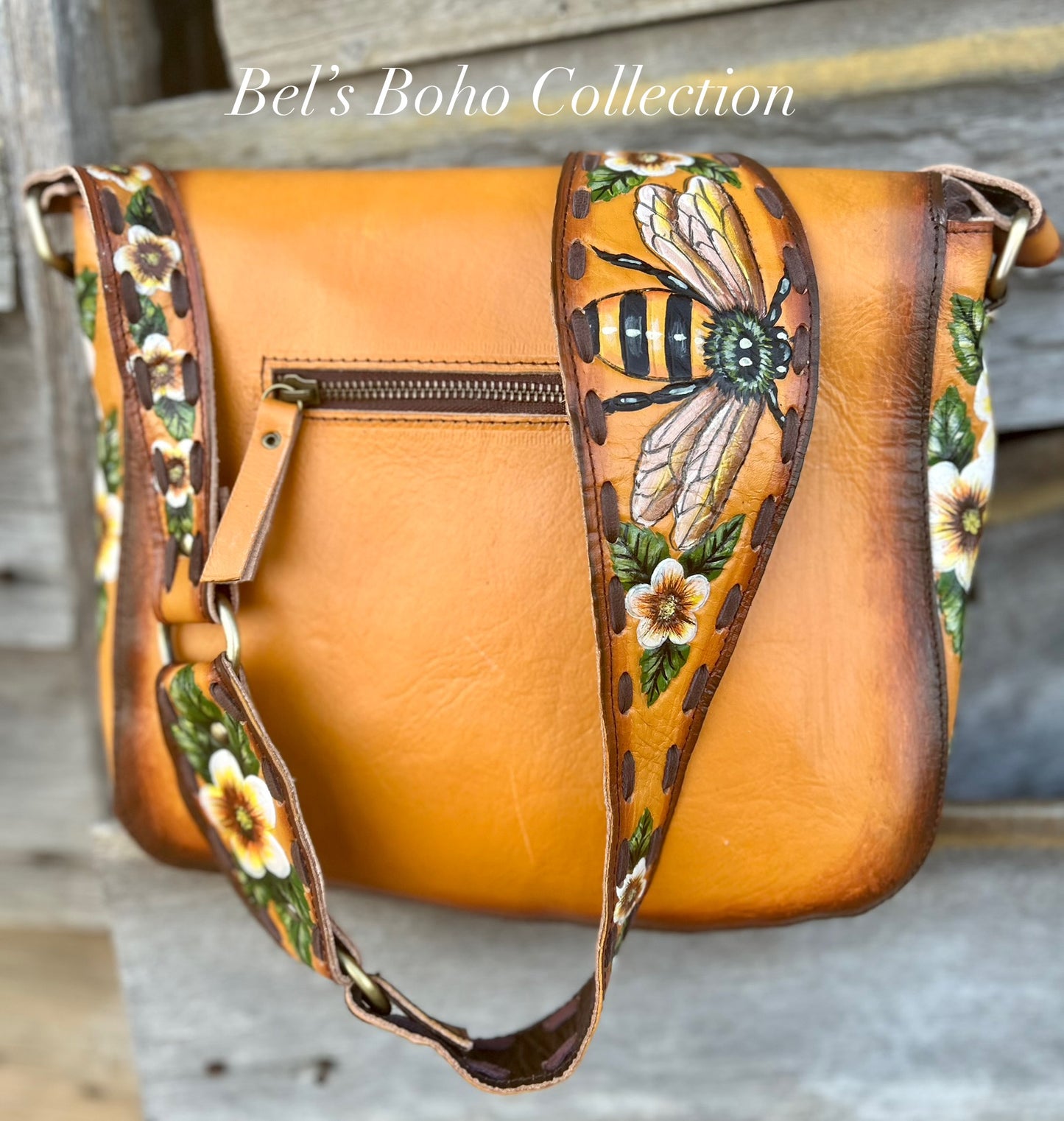 Hand-painted Bee Blossom Bag