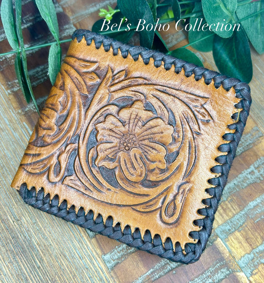 Men’s Handcarved Floral Wallet