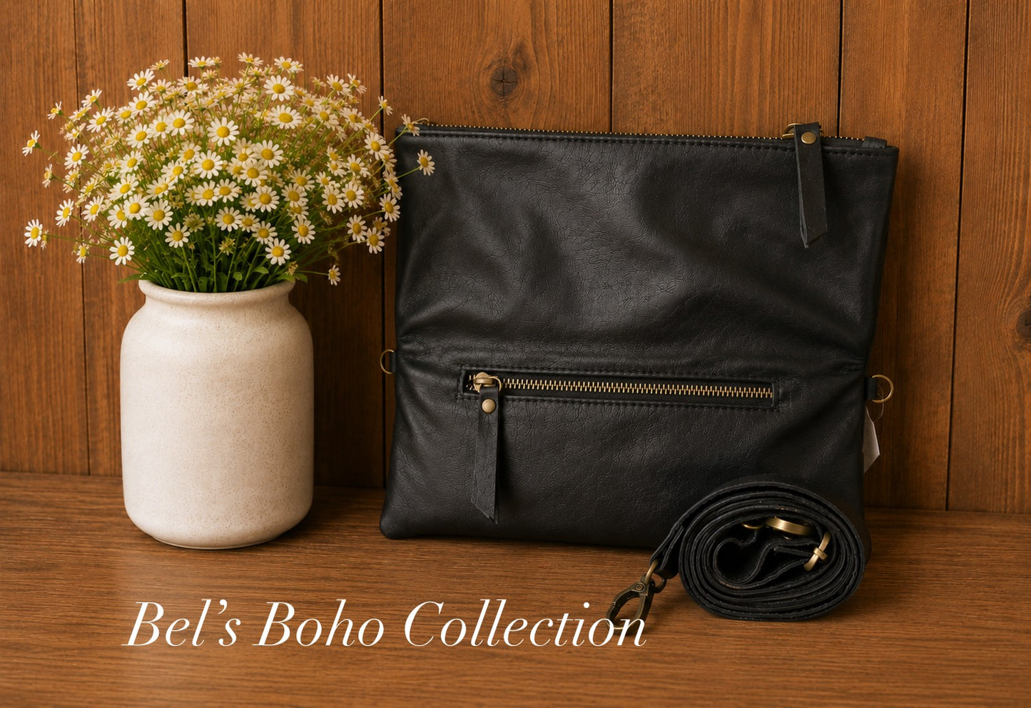 Hand-carved Hide Foldover Clutch