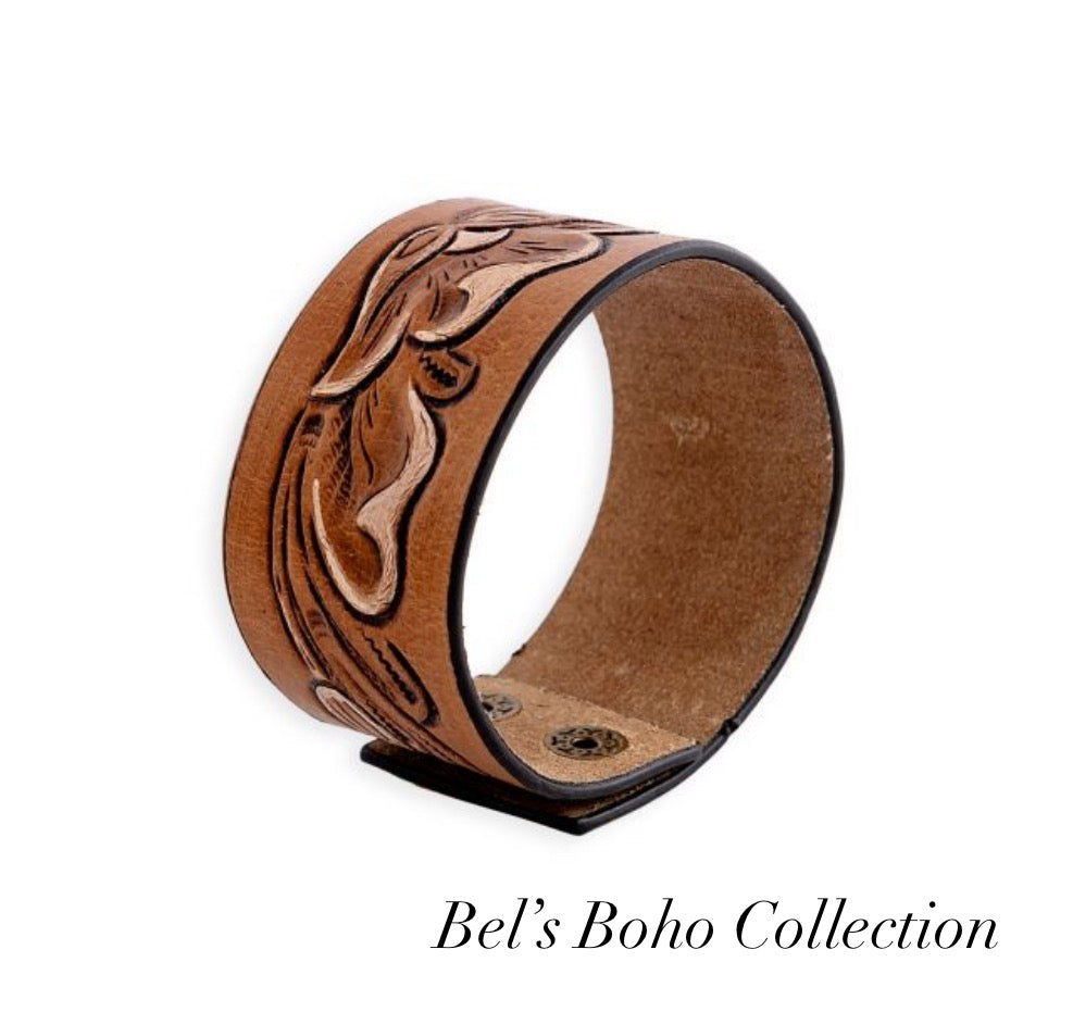 Lyric Ridge Leather Cuff Bracelet