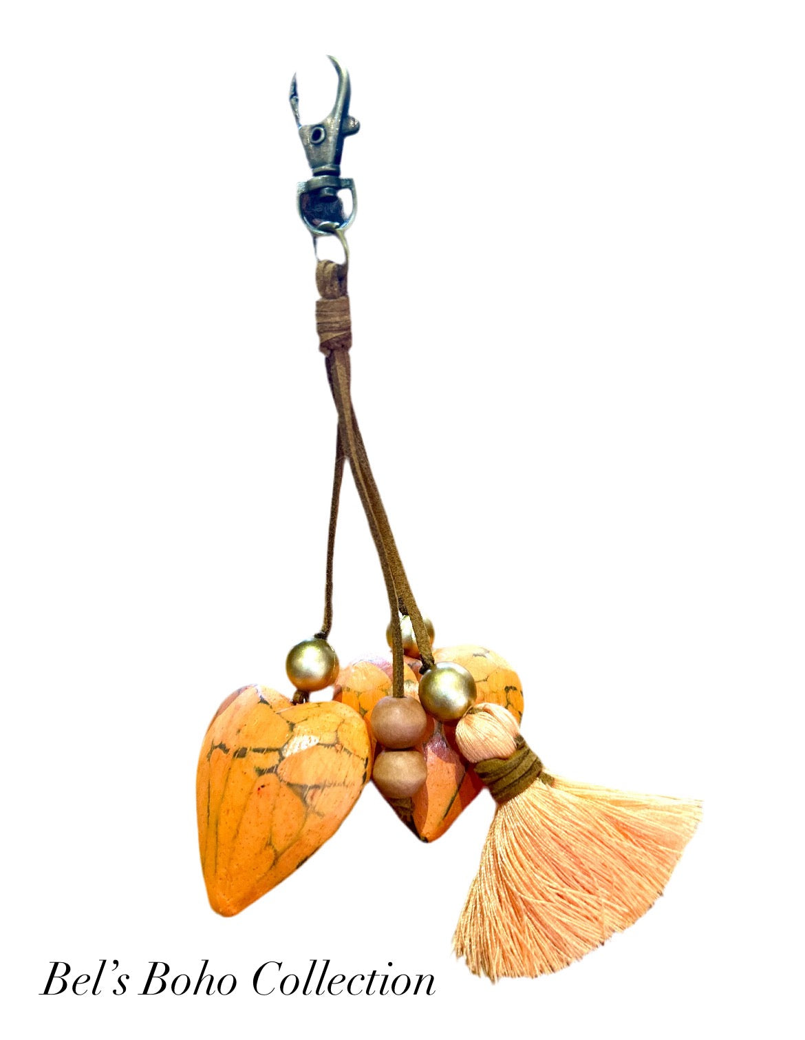 Handmade Wood & Tassel Boho Keyring