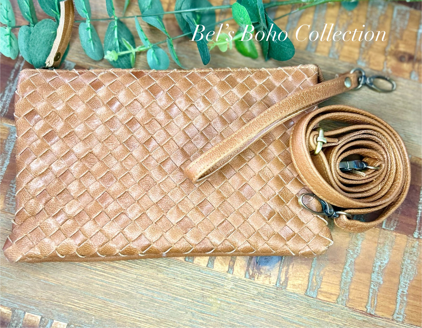 3 in 1 Woven Leather Clutch