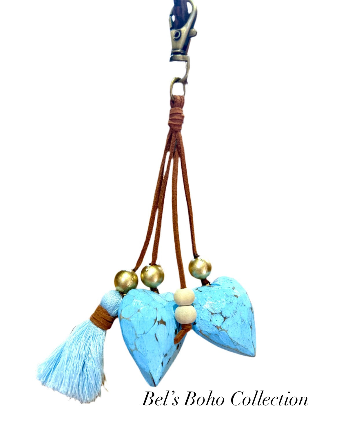 Handmade Wood & Tassel Boho Keyring