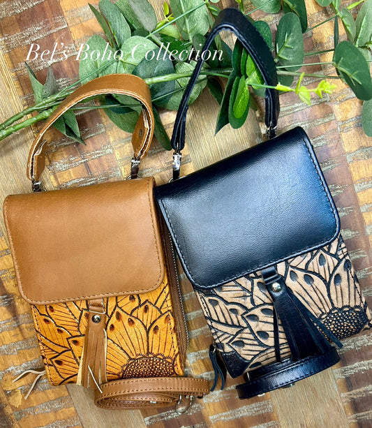 Hand-tooled Sunflower Phone & Purse pouch