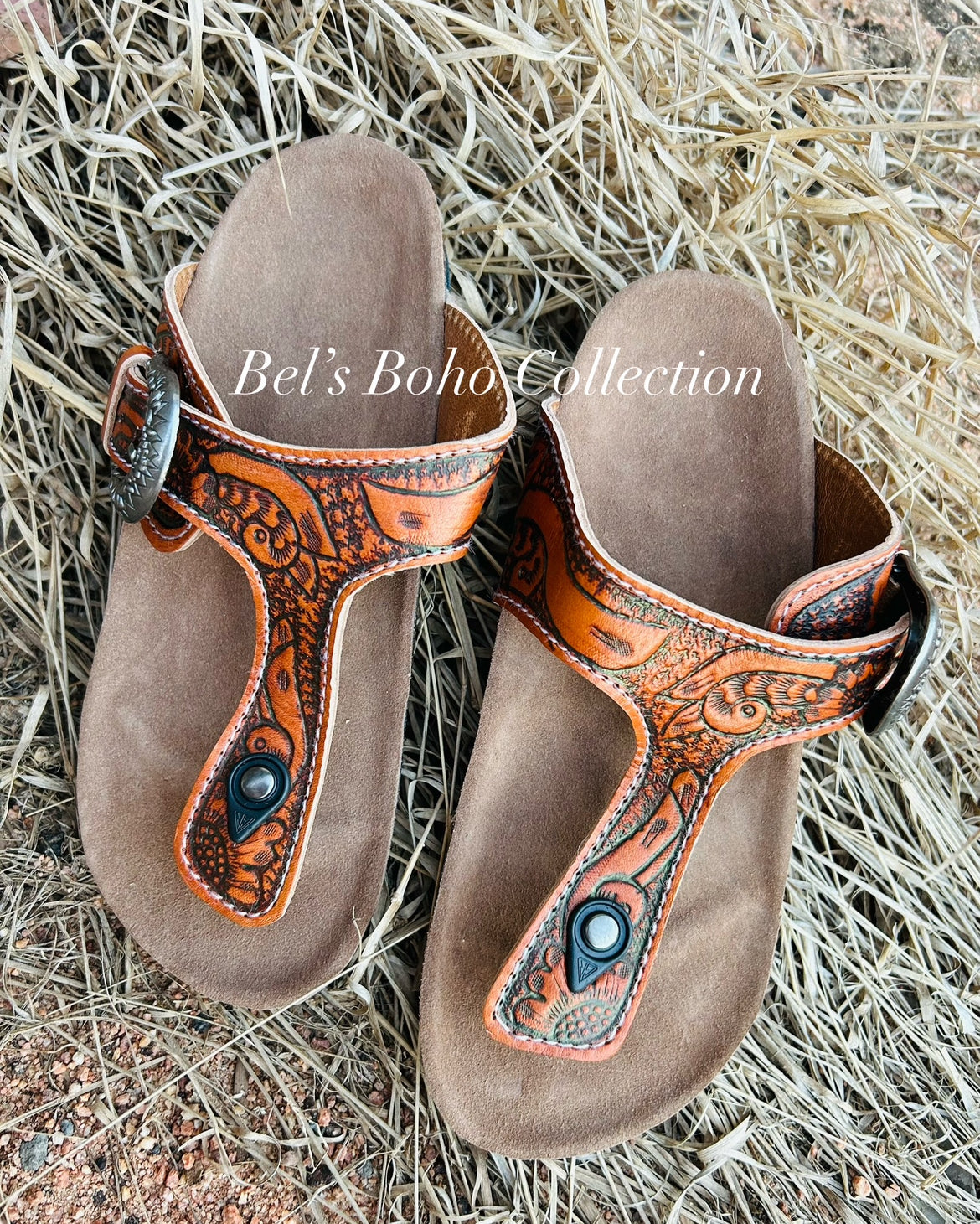Handtooled Leather Roman-Style Sandals