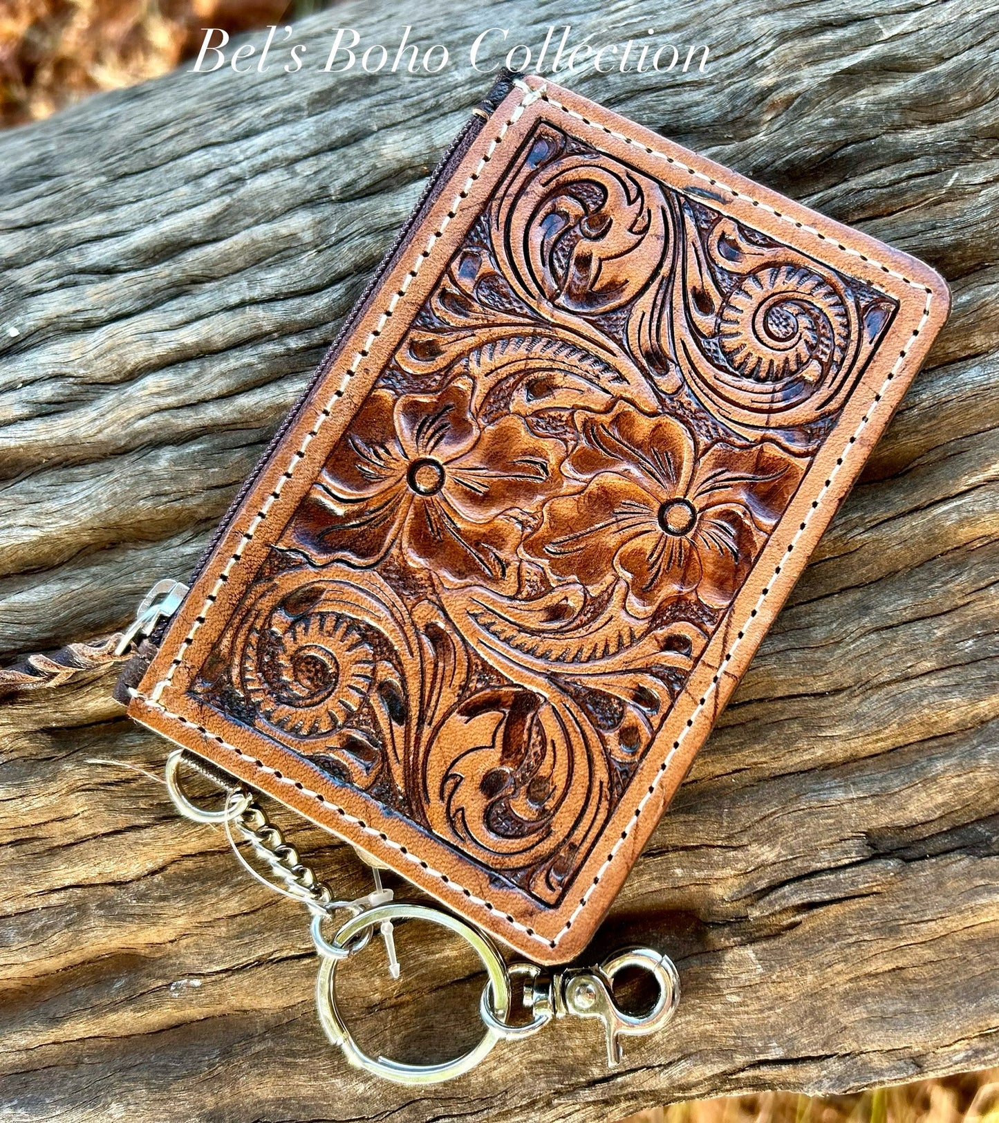 Hand Tooled Leather Key/Card Case