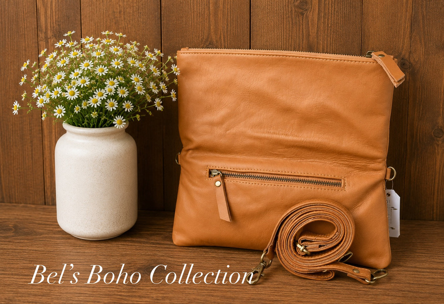 Hand-carved Hide Foldover Clutch