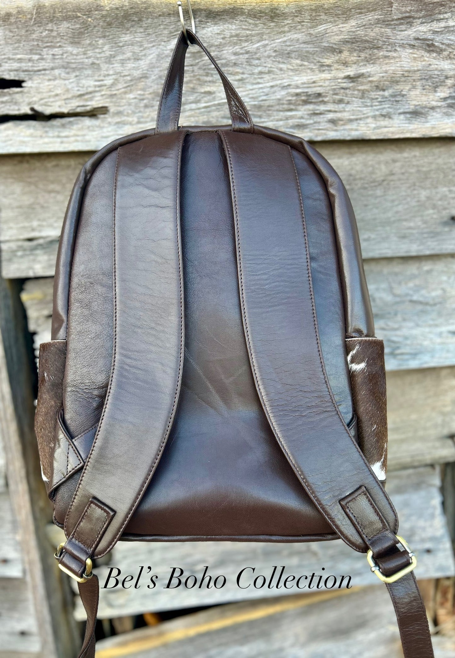 Hand-tooled Leather & Cowhide Backpack