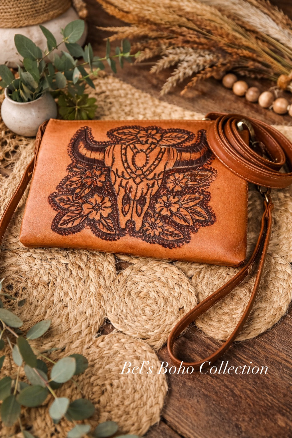 Hand-Carved Buffalo Skull 3-in-1 Bag
