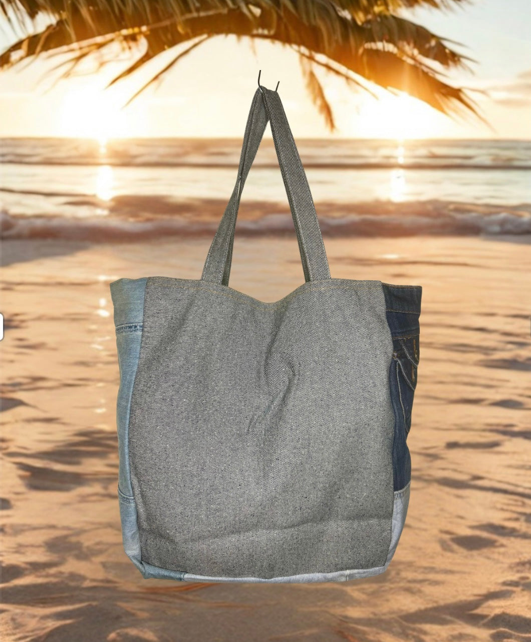 The Boho Sunflower Denim Tote Bag