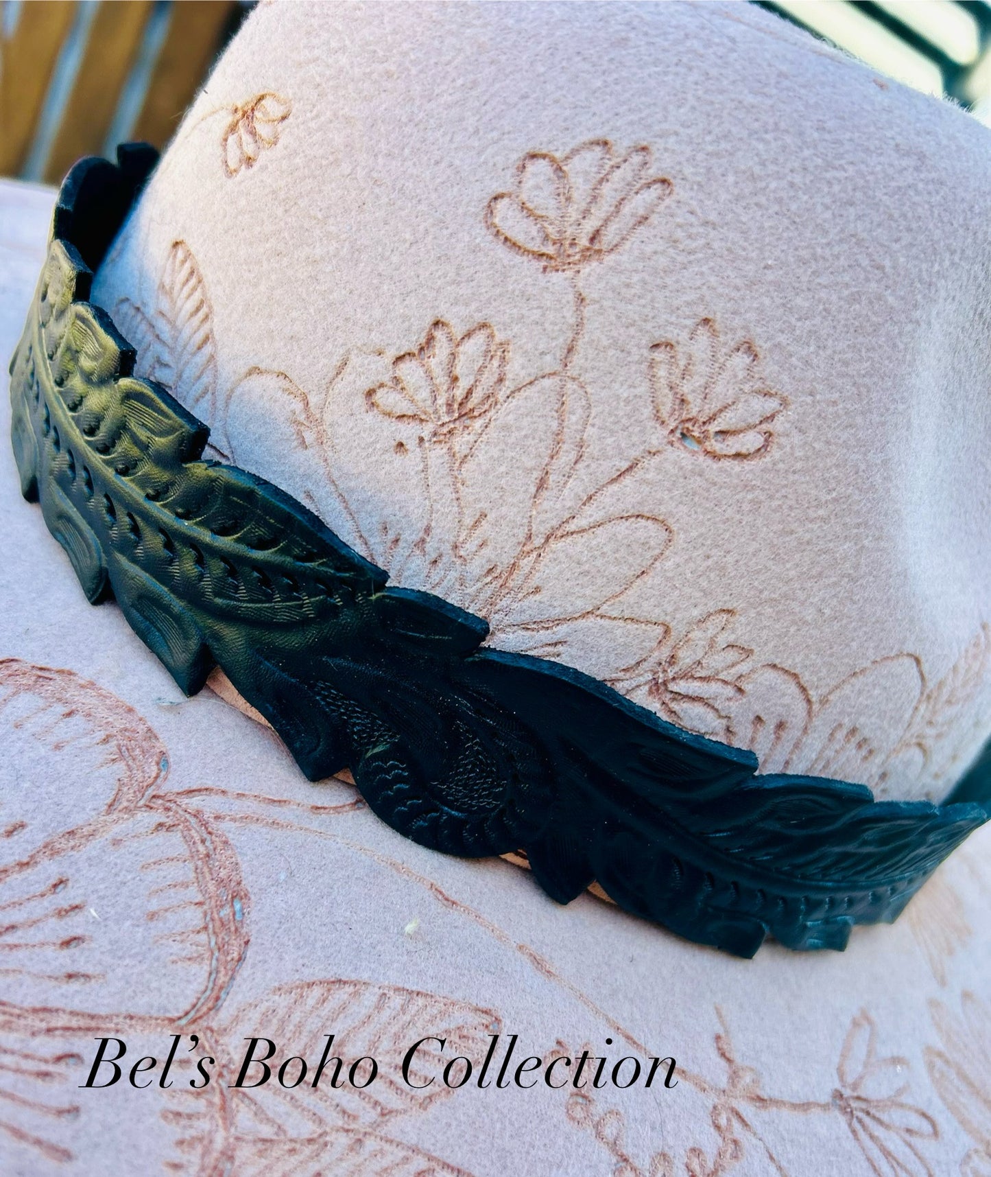 Hand-Carved Leather Hat Bands