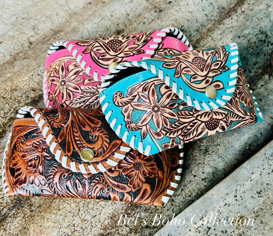 Hand-tooled Leather Glasses Case