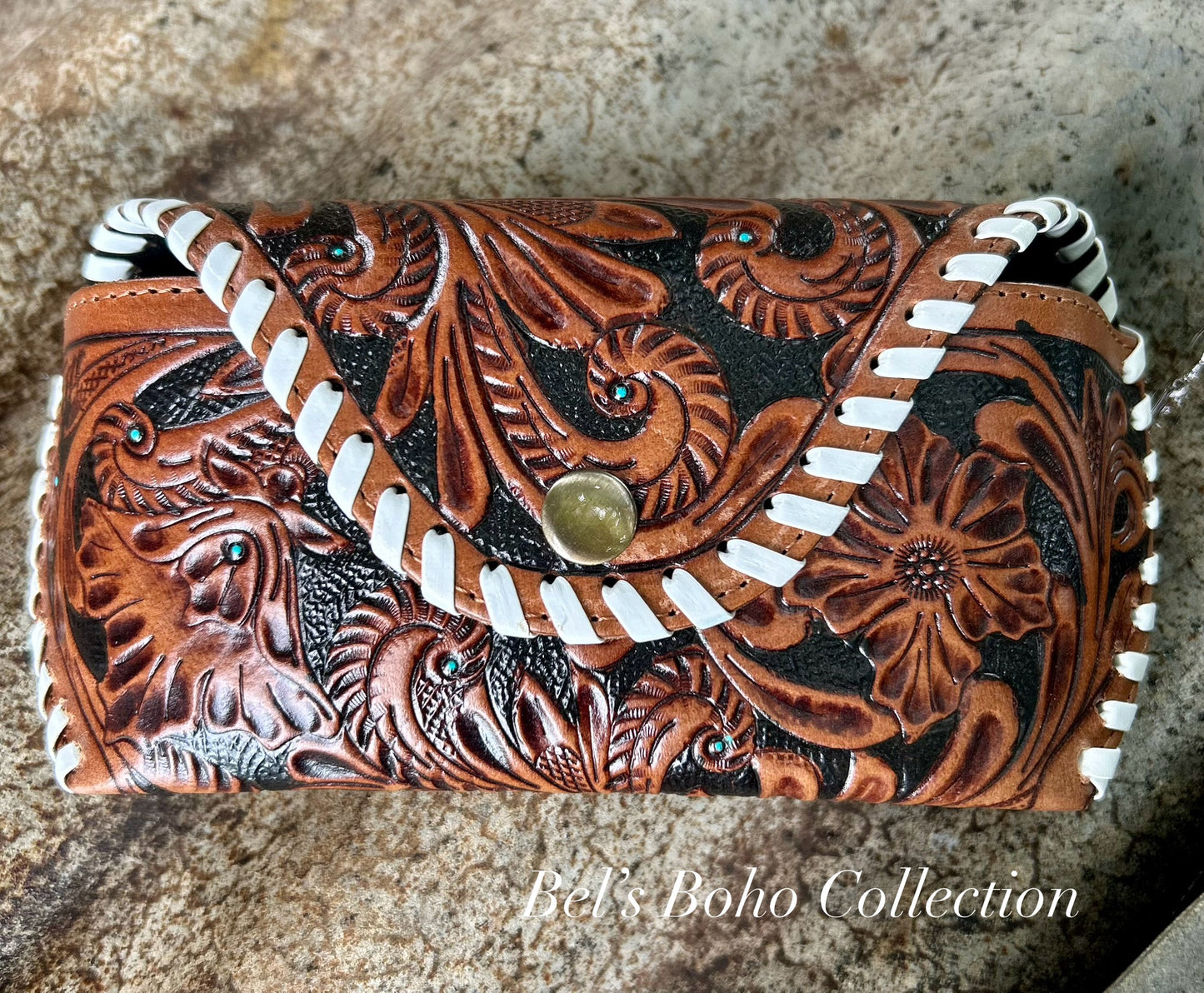 Hand-tooled Leather Glasses Case