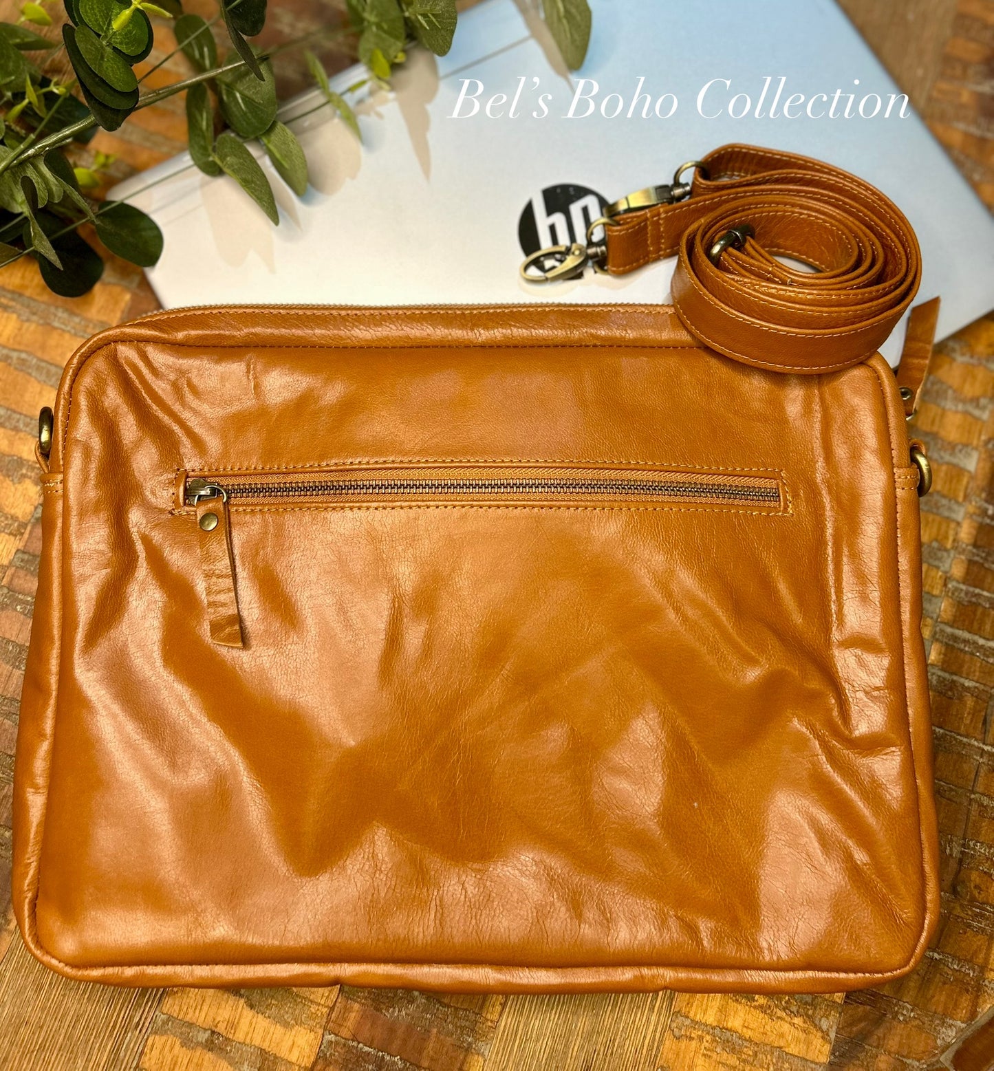 Hand-carved Leather Mandala Laptop Carry Bag