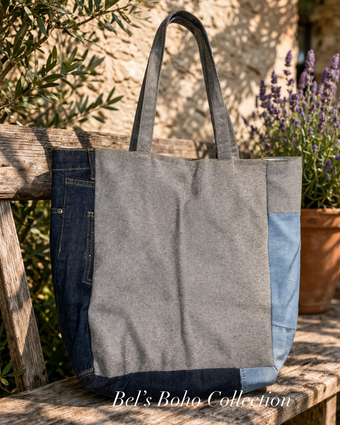 The Wine & Rhythm Denim Tote.