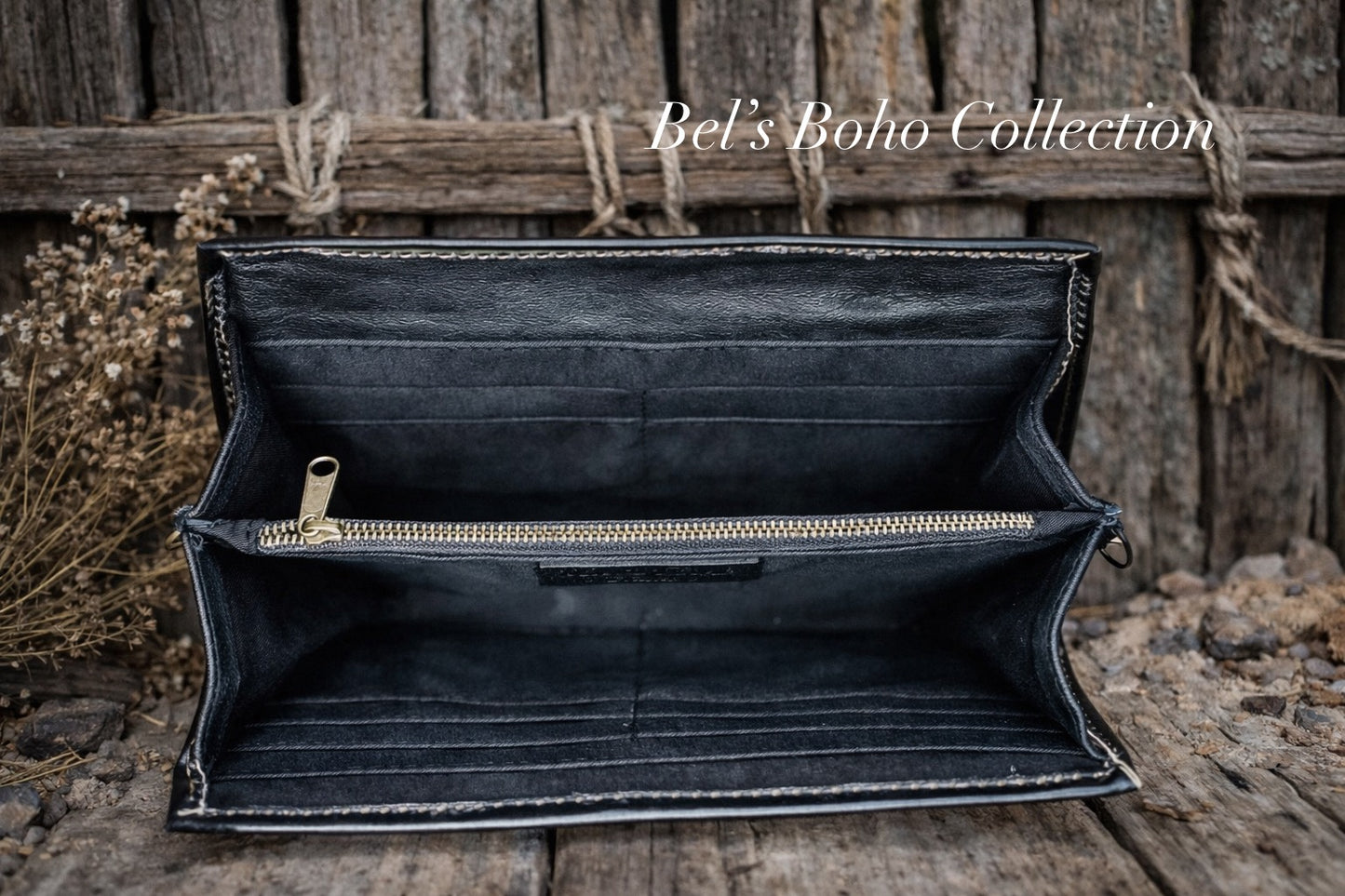 Hand-Carved Floral Boho Wristlet Wallet & Clutch