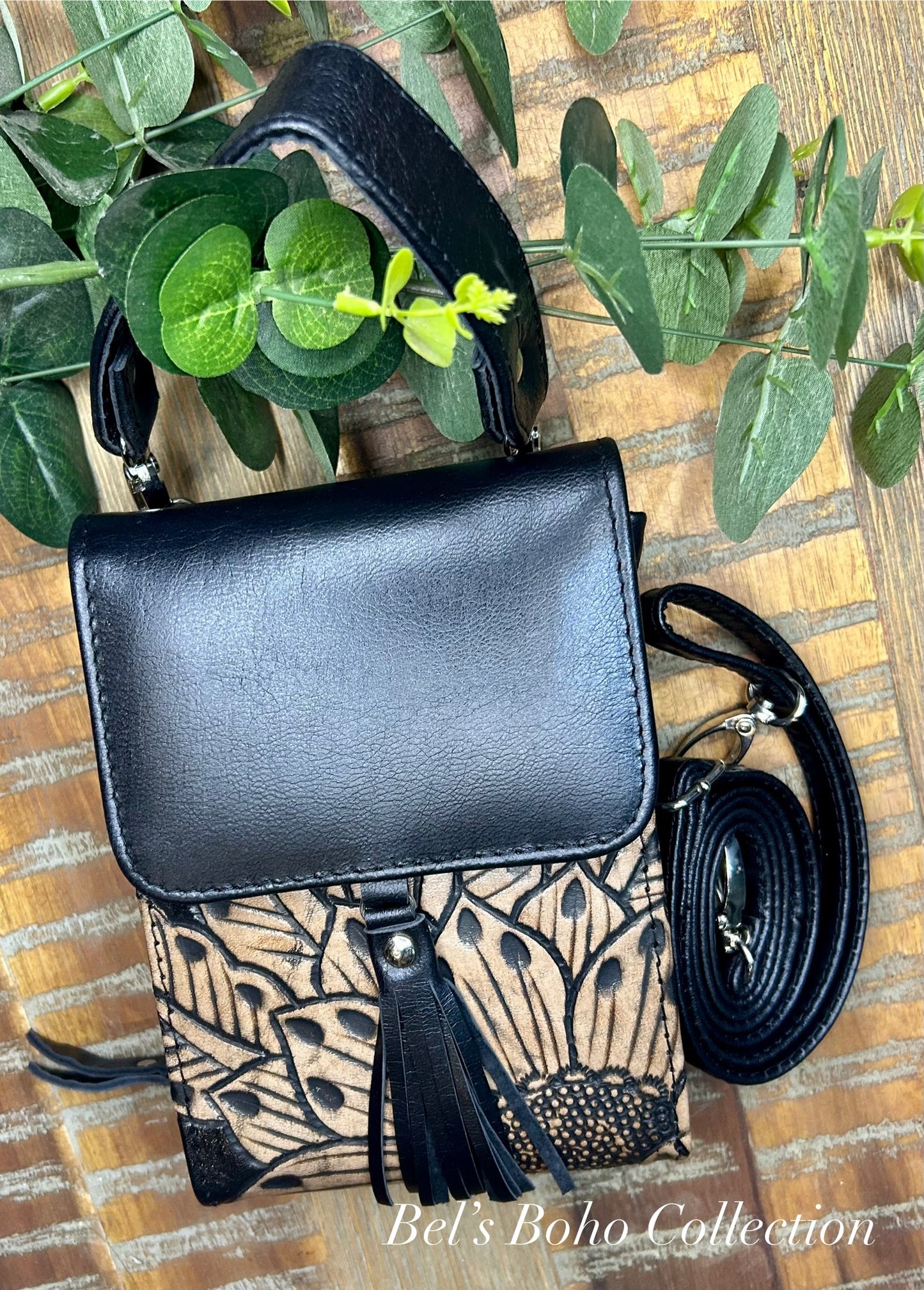 Hand-tooled Sunflower Phone & Purse pouch