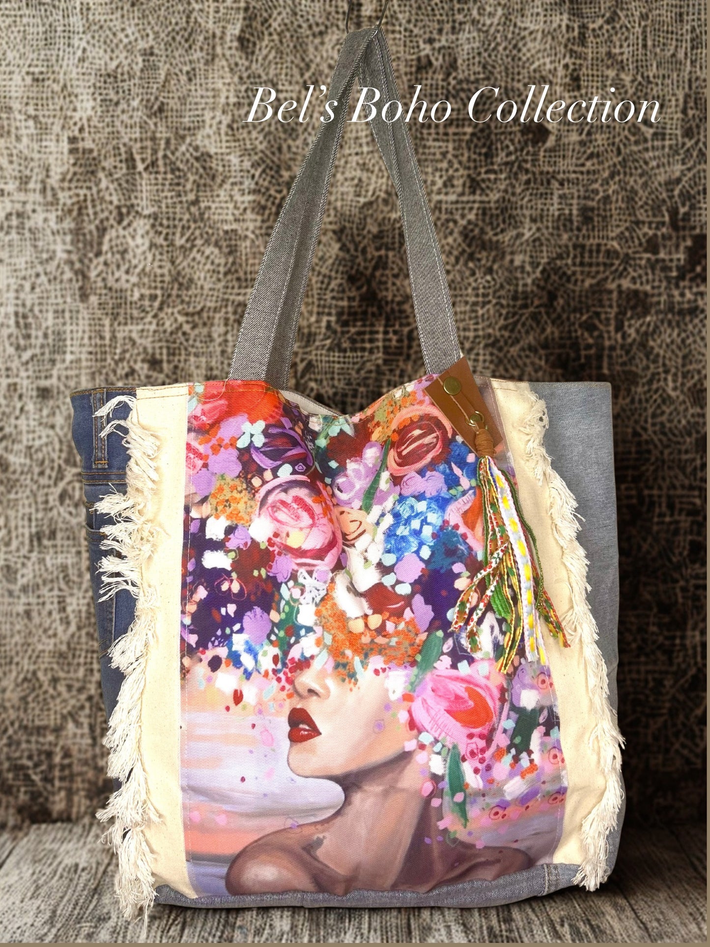 The Floral Muse Denim Tote