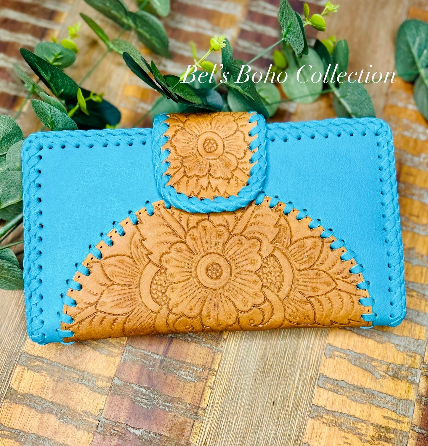 Large Teal Boho Wallet & Clutch