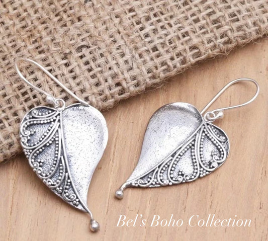 Boho Leaf Heart Earrings