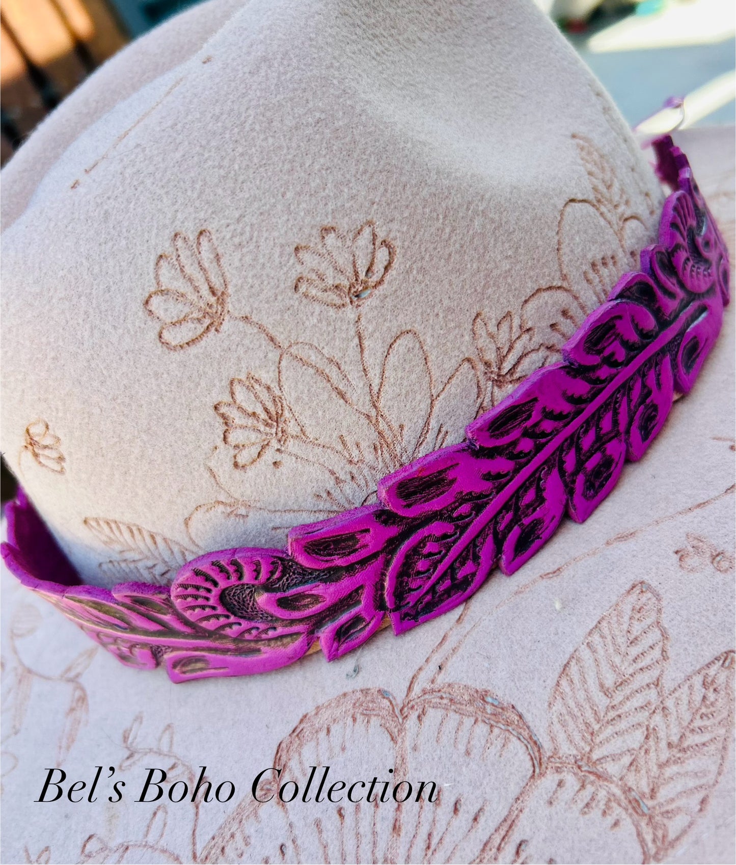 Hand-Carved Leather Hat Bands