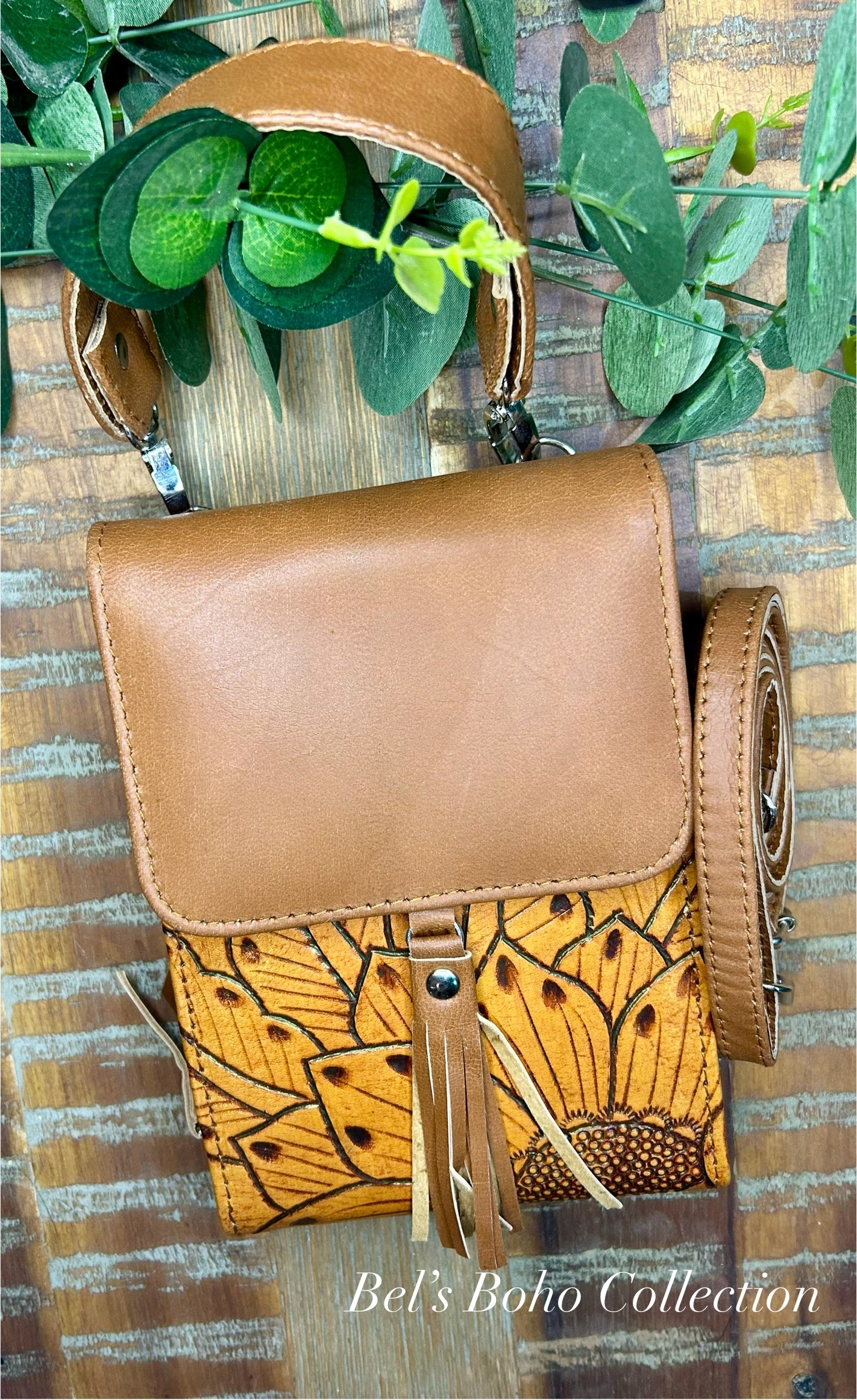 Hand-tooled Sunflower Phone & Purse pouch