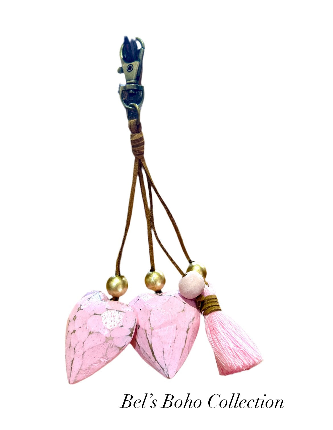 Handmade Wood & Tassel Boho Keyring