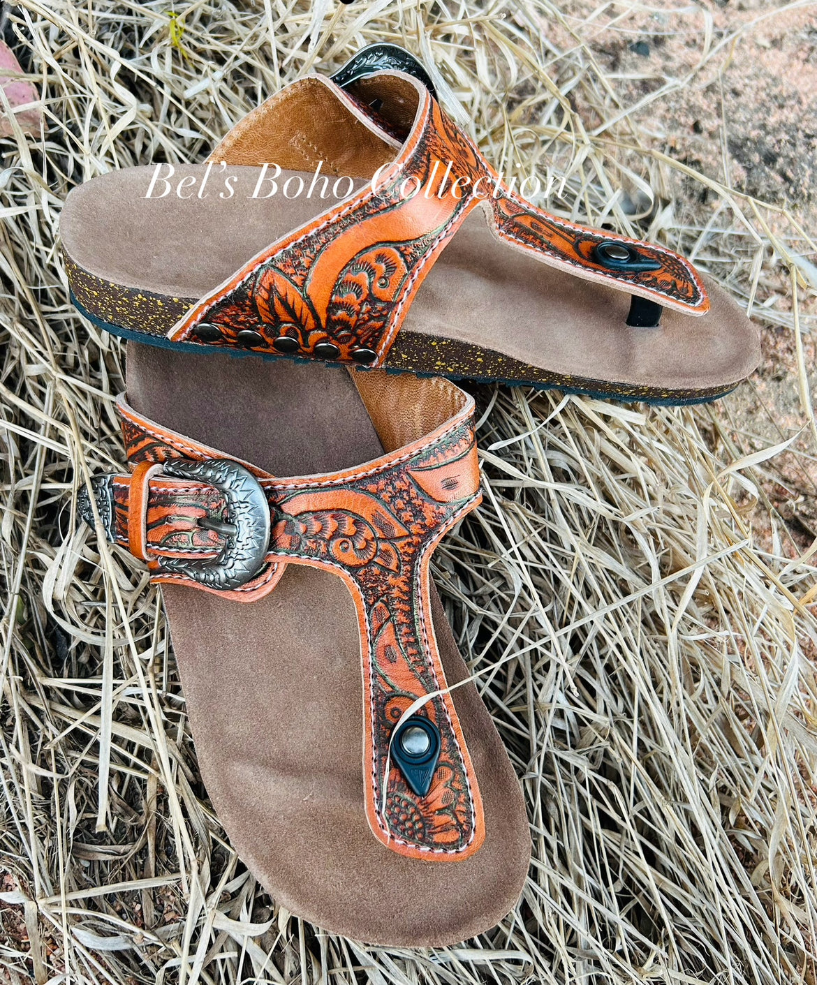 Handtooled Leather Roman-Style Sandals