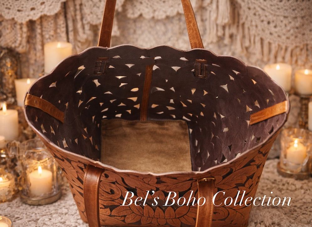 The Hand-Carved Lotus Tote Bag
