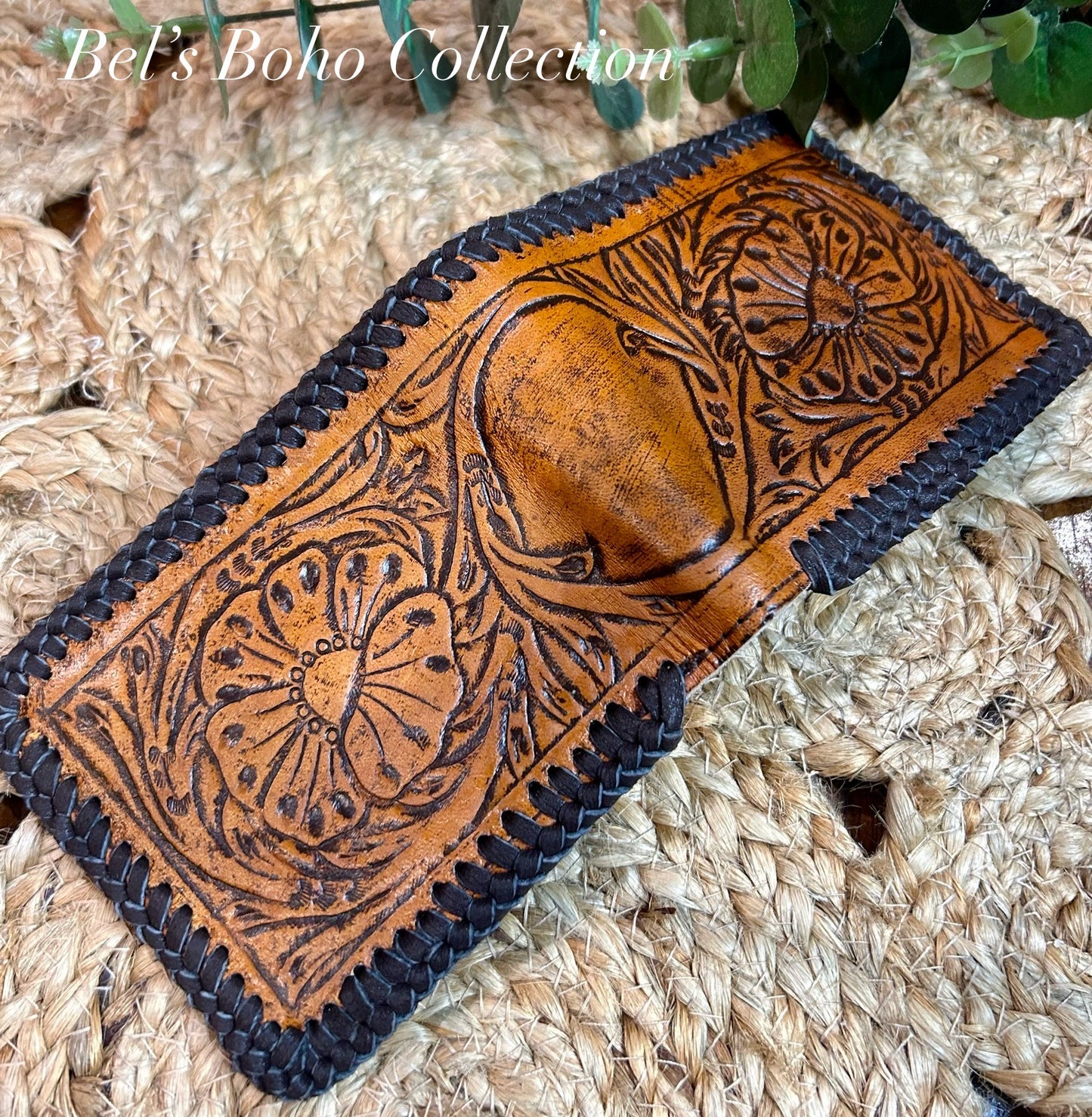 Men’s Handcarved Flower Wallet